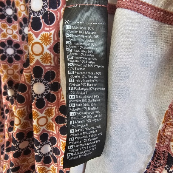 Kari Traa Womens Base Layer Top Pink Navy Floral Geometric Long Sleeve Shirt M - Picture 3 of 4